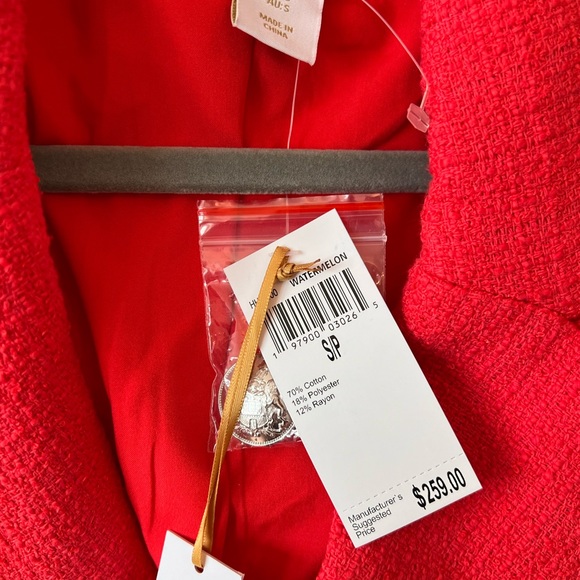 NWT $259 House of Harlow Red Tweed Double Breasted
Blazer Frayed Trim - Picture 5 of 11